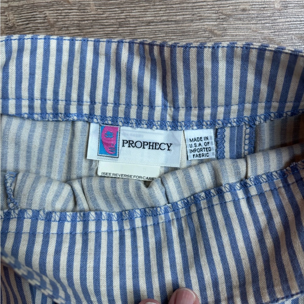 Vintage Prophecy Blue White Stripe Pleated Long Skirt 28” Waist Small Maxi USA - Picture 5 of 10